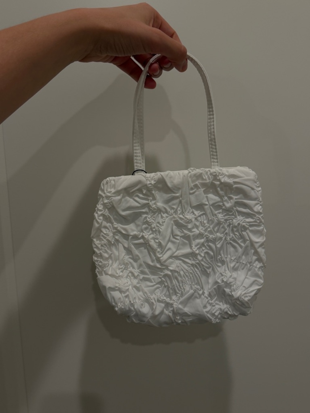 White Ruched Mini Handbag - Picture 3 of 4